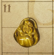 Load image into Gallery viewer, Tigers eye carved Buddah pendant
