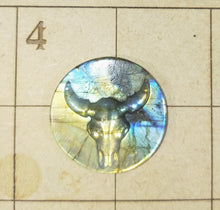 Load image into Gallery viewer, Labradorite carved ox cabochon
